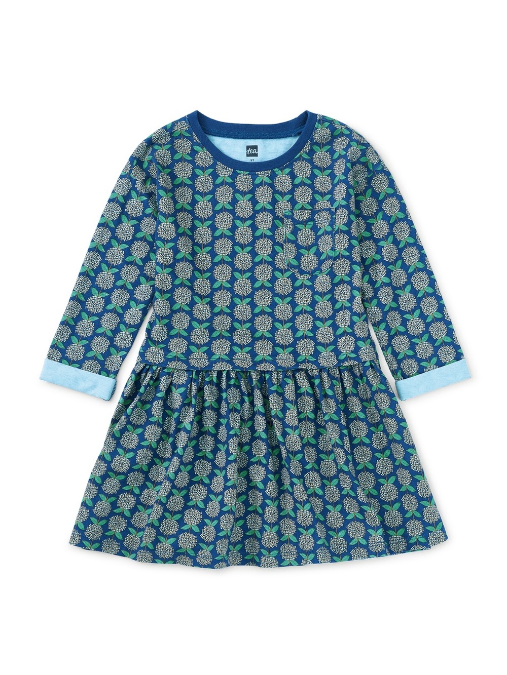 Tea Collection Girls 100% Cotton Printed Pocket Play Dress Hydrangeas Blue
